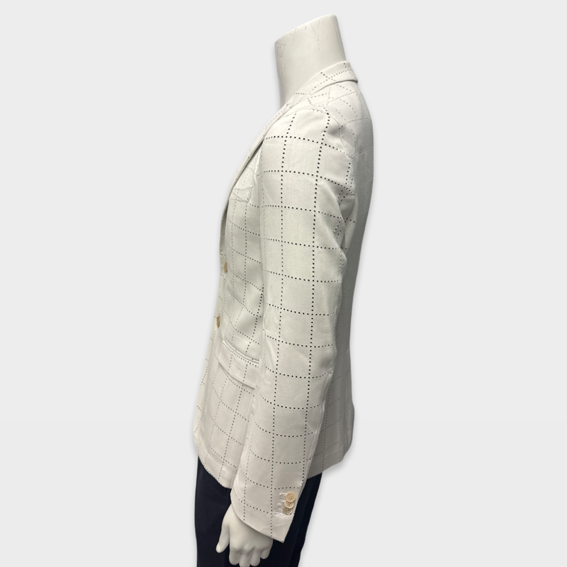 Fendi Men's White Grid Pattern viscose Blazer