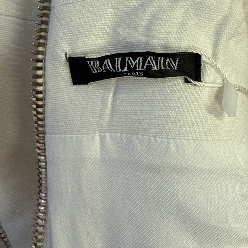 BALMAIN White Sleeveless Blazer style Mini Dress