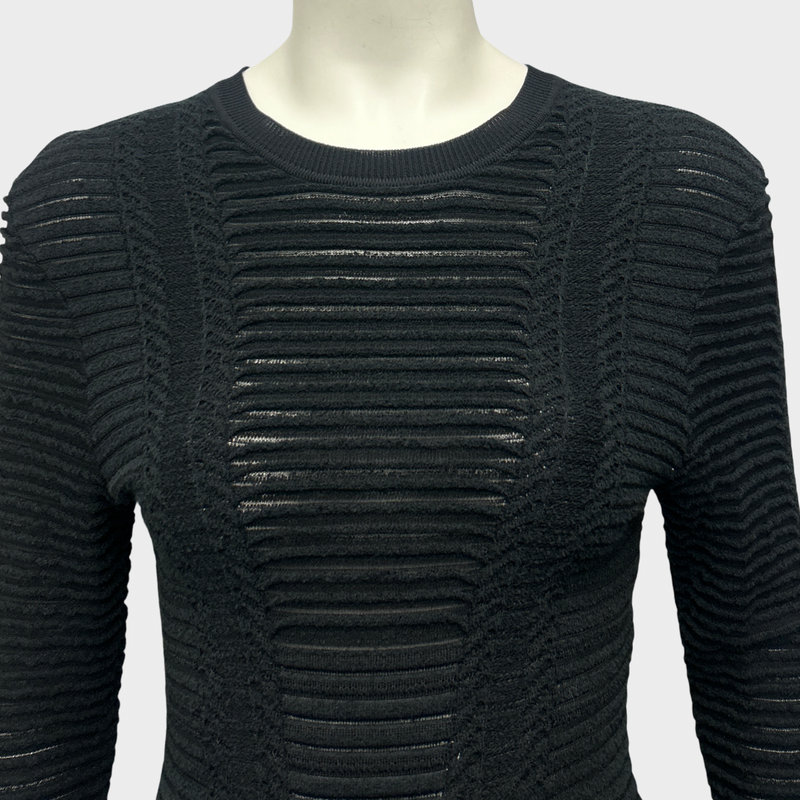 Balmain Black Knit Dress With Distressed Trim