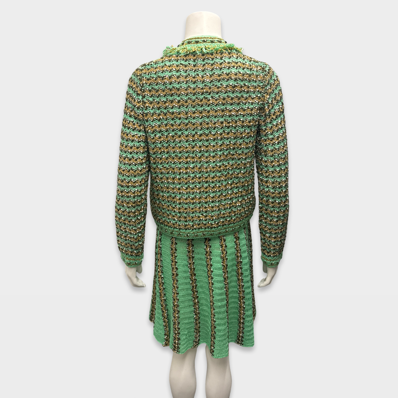 M Missoni Women's Green crochet Skirt and Cardigan set