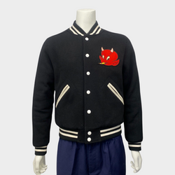 Sandro men's black and white red devil patch wool jacket
