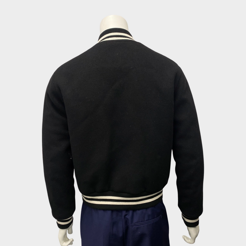 Sandro men's black and white red devil patch wool jacket