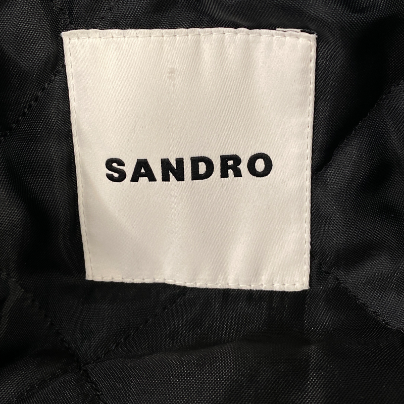 Sandro men's black and white red devil patch wool jacket