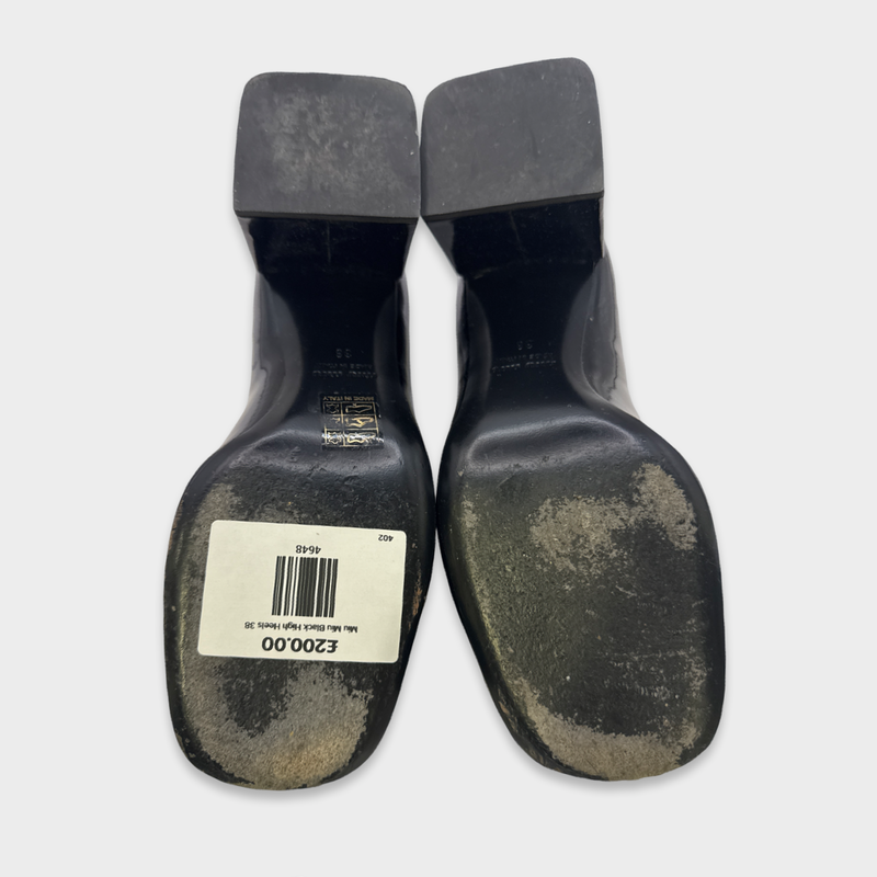 Miu Miu Women's black Logo-Buckle Square patent leather Toe Pumps