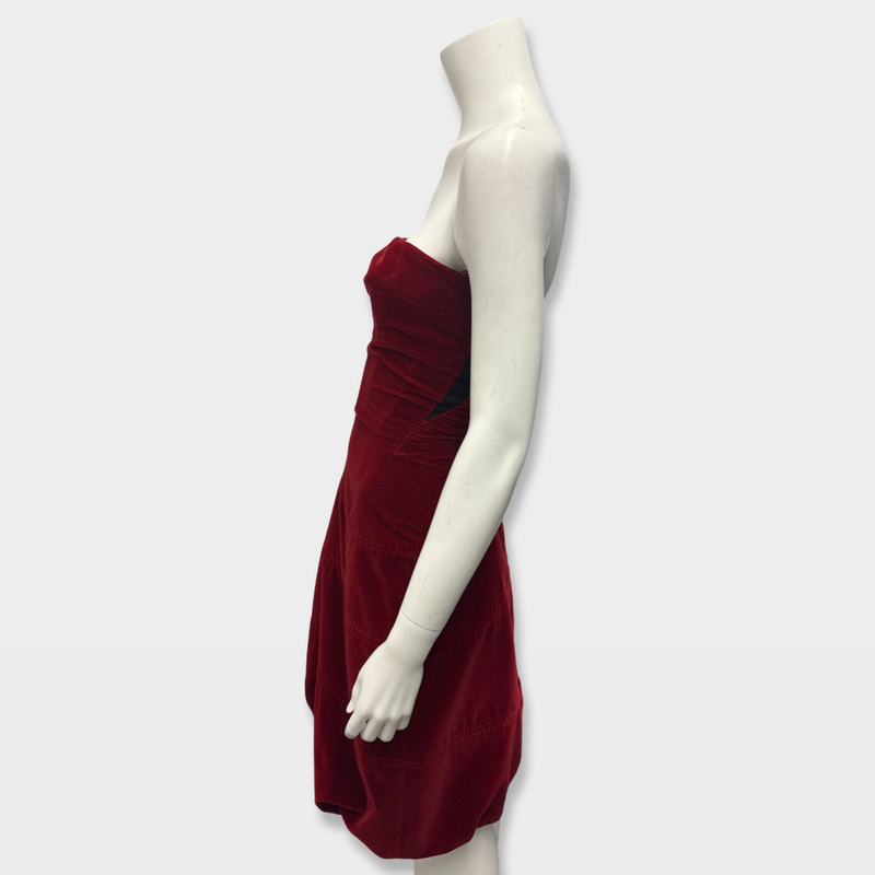 LOUIS VUITTON Red velvet Strapless Dress