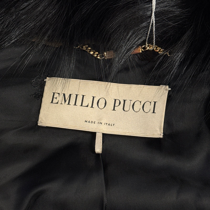 Emilio Women's Pucci Brown and Black Pony Zebra Print Coat With Fur Collar