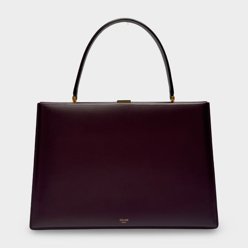 Celine Phoebe Philo Burgundy Leather Medium Top Handle Clasp Bag