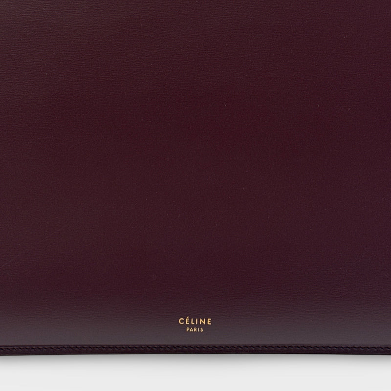 Celine Phoebe Philo Burgundy Leather Medium Top Handle Clasp Bag