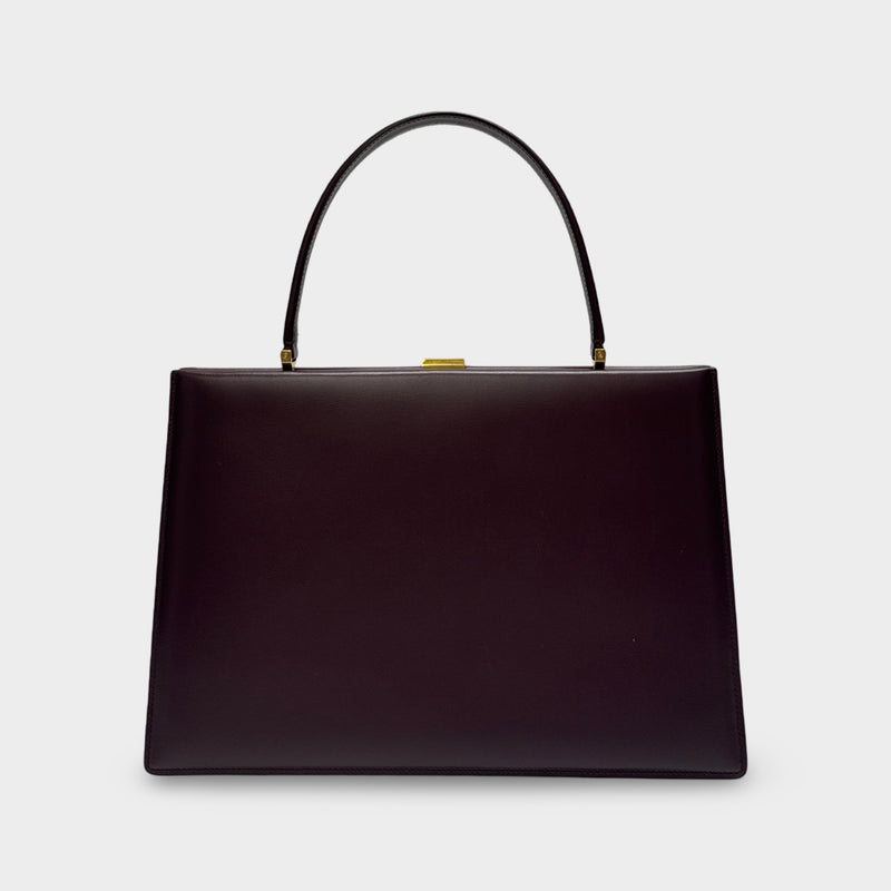 Celine Phoebe Philo Burgundy Leather Medium Top Handle Clasp Bag