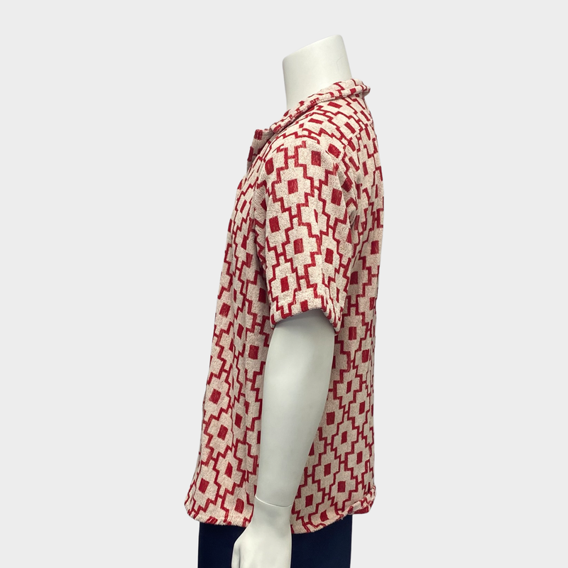 Oas men's red and white cotton towel-effect shirt