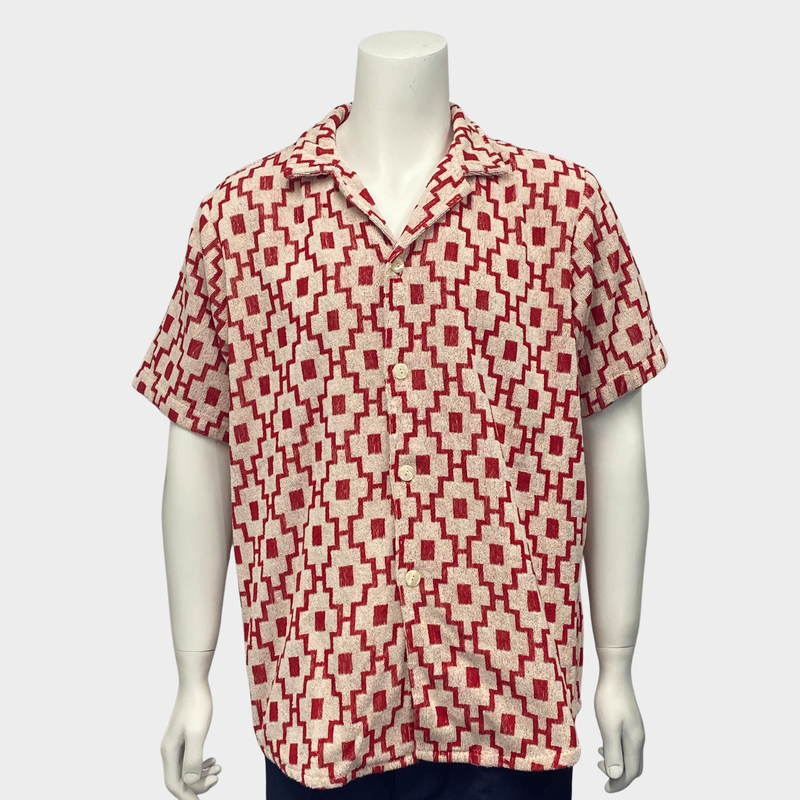 Oas men's red and white cotton towel-effect shirt