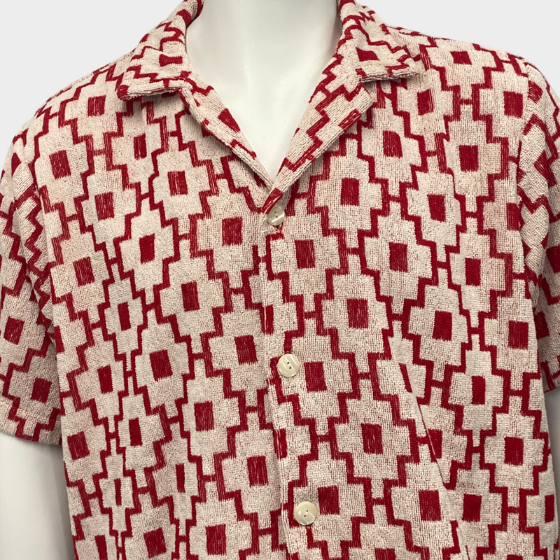 Oas men's red and white cotton towel-effect shirt