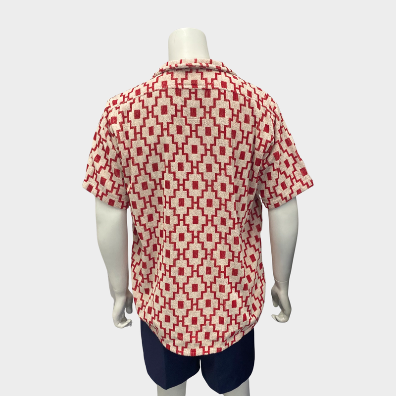 Oas men's red and white cotton towel-effect shirt