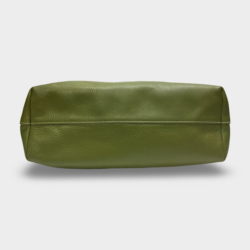 Prada Green Grained Leather Tote Bag