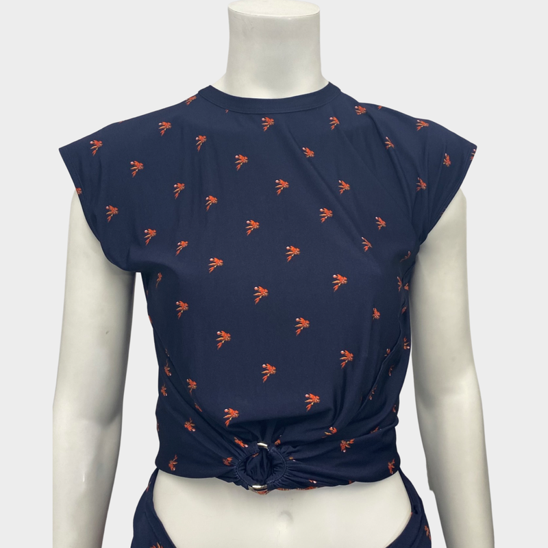 Paco Rabanne Navy Viscose Paisley Floral Set