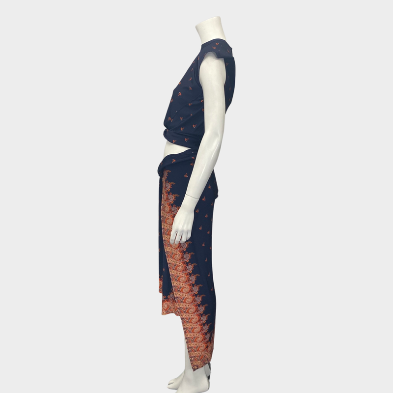Paco Rabanne Navy Viscose Paisley Floral Set