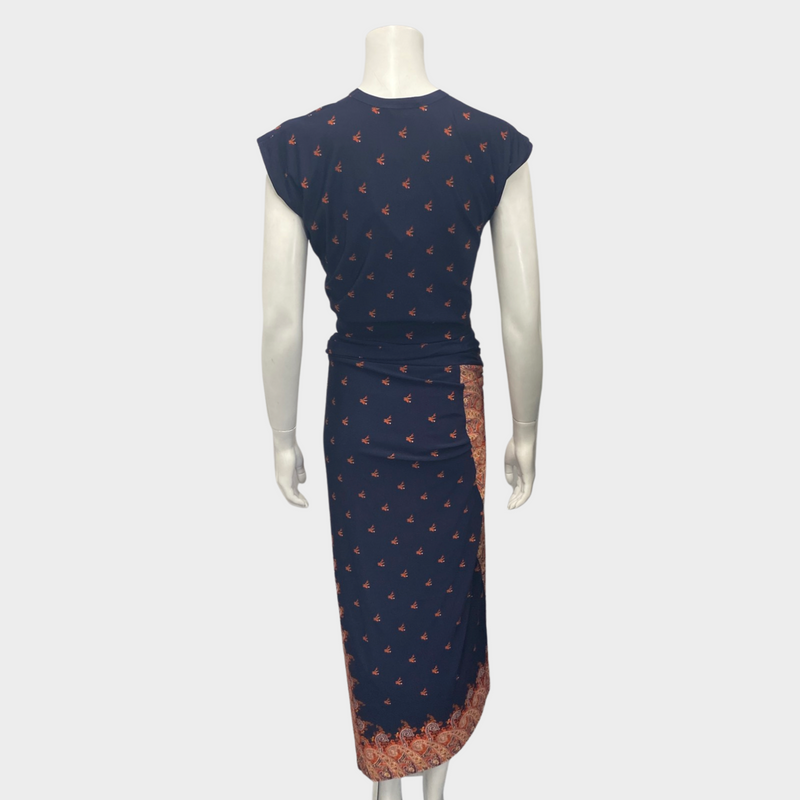 Paco Rabanne Navy Viscose Paisley Floral Set