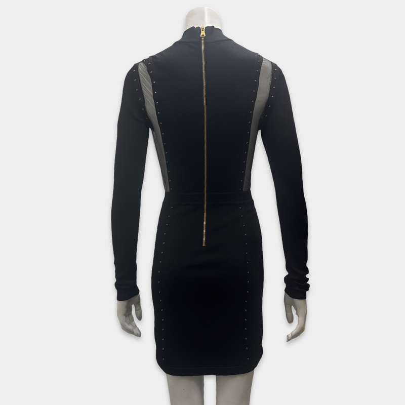 Balmain Black Dress With Sheer Striped Panels