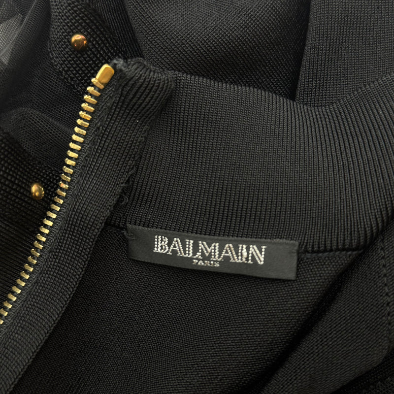 Balmain Black Dress With Sheer Striped Panels