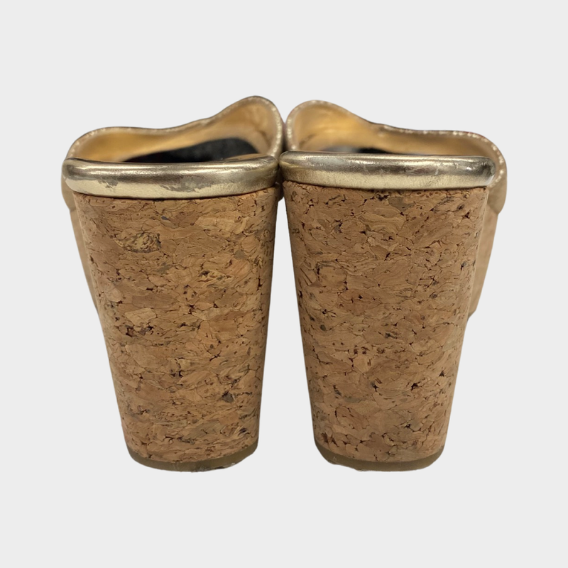 Jimmy Choo metallic gold python leather wedges