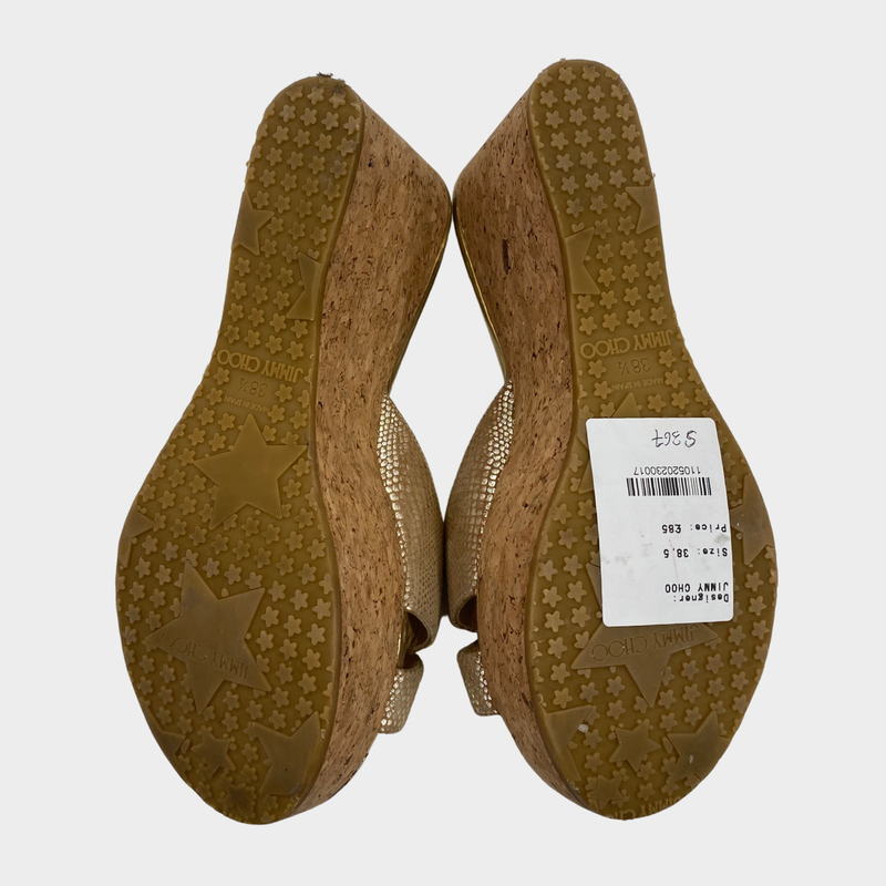 Jimmy Choo metallic gold python leather wedges