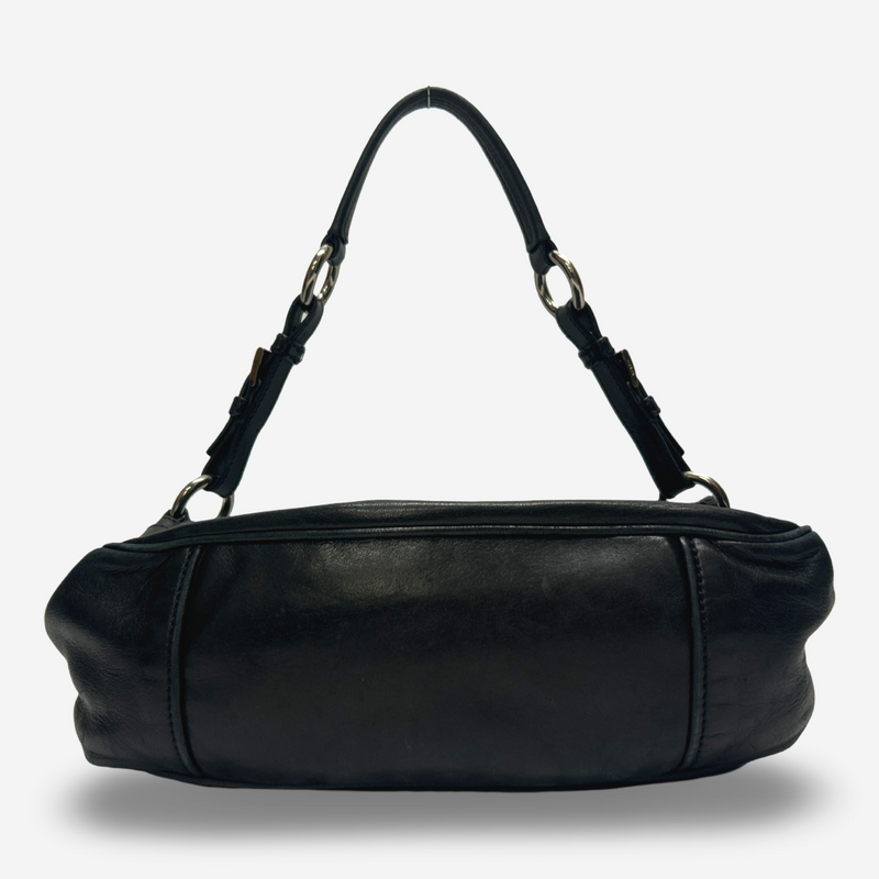 Prada Women's Black Leather Cargo-Style Shoulder Bag