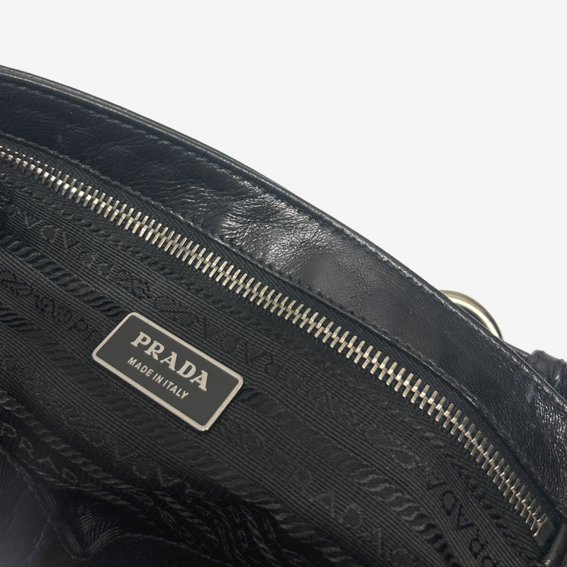 Prada Women's Black Leather Cargo-Style Shoulder Bag