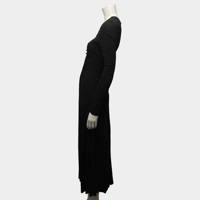 Victoria Beckham Brown Ruched Maxi Dress With Zipper Trim Detail