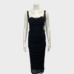 Dolce&Gabbana black ruched mesh corset-style dress