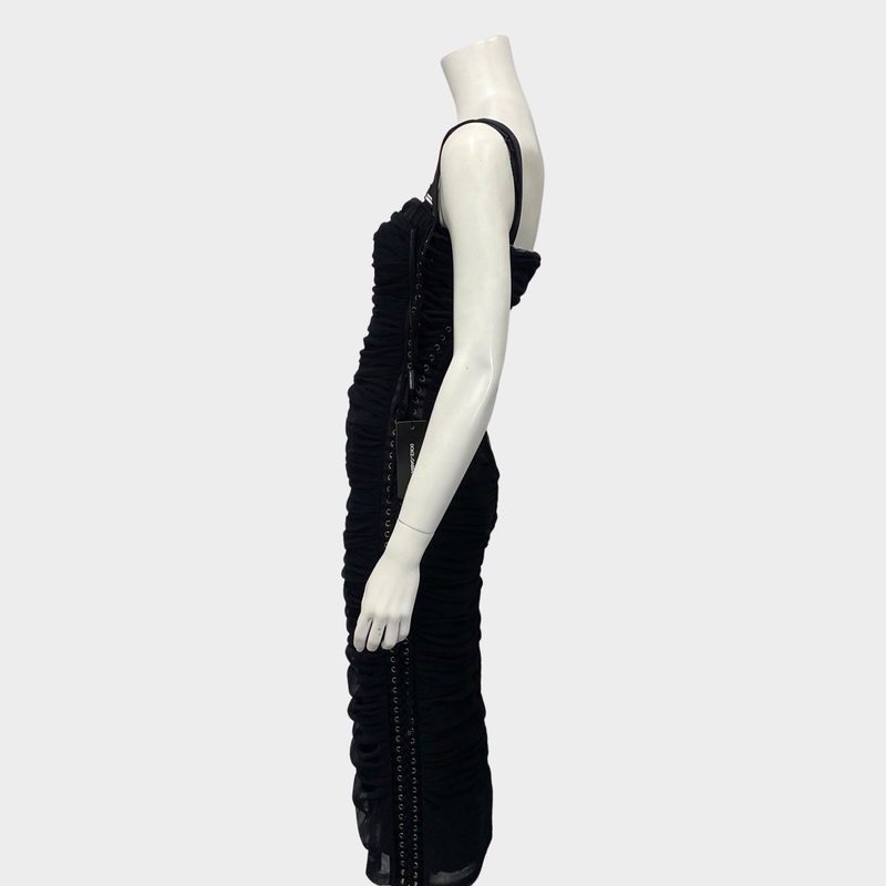 Dolce&Gabbana black ruched mesh corset-style dress