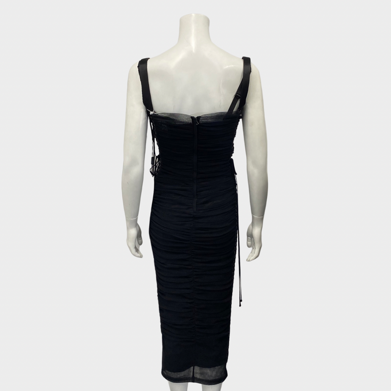 Dolce&Gabbana black ruched mesh corset-style dress