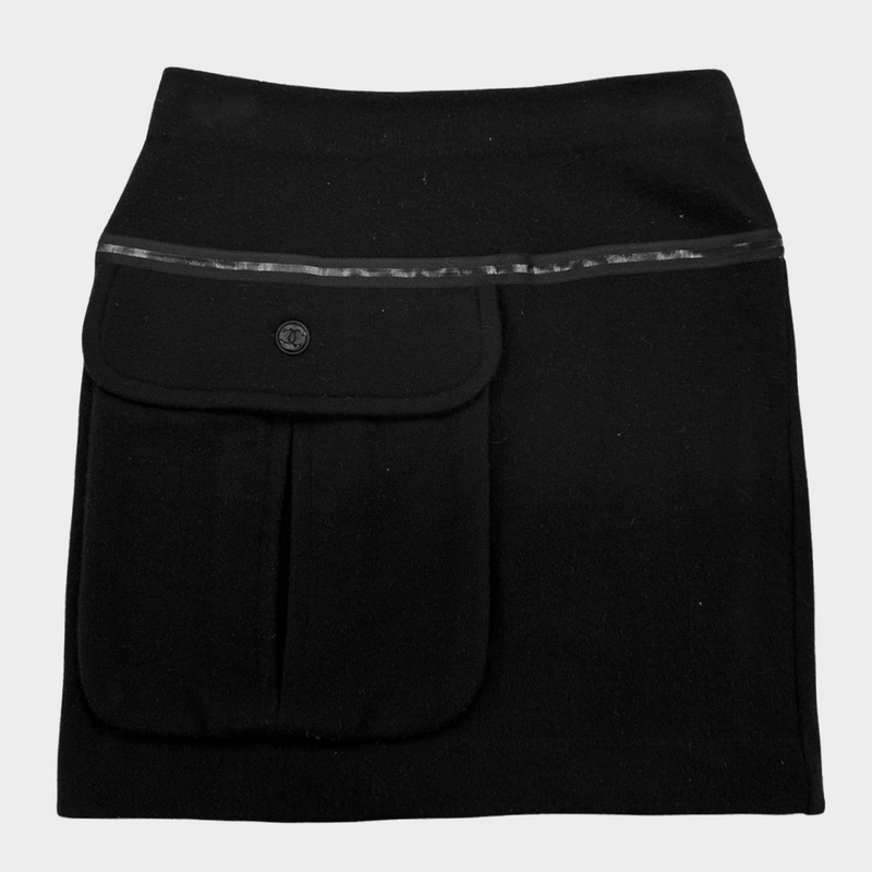 CHANEL black cashmere blend mini skirt