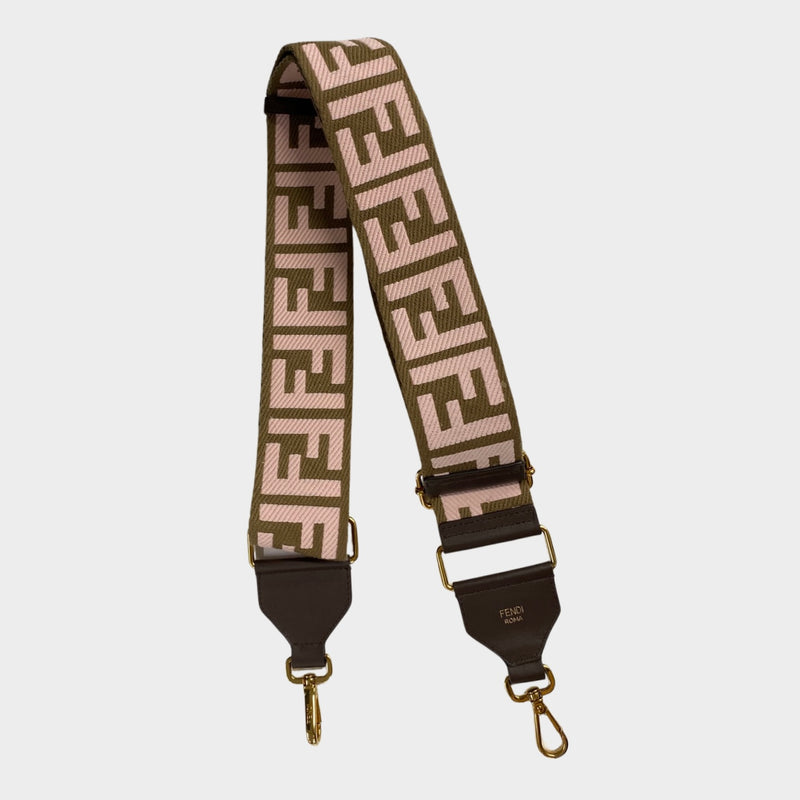 Fendi women's pink and brown woven belt strap
