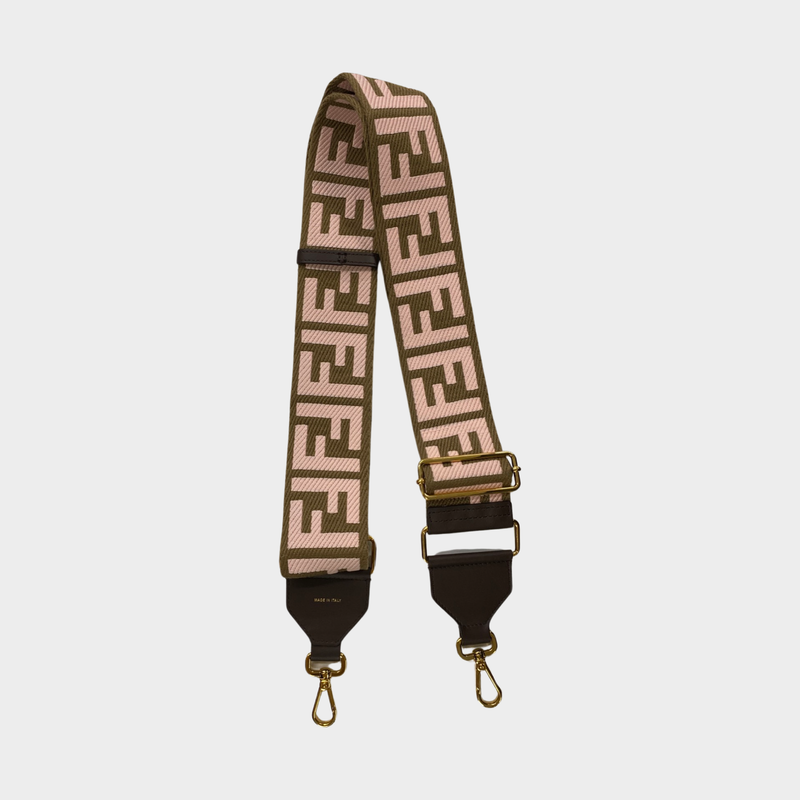 Fendi women's pink and brown woven belt strap
