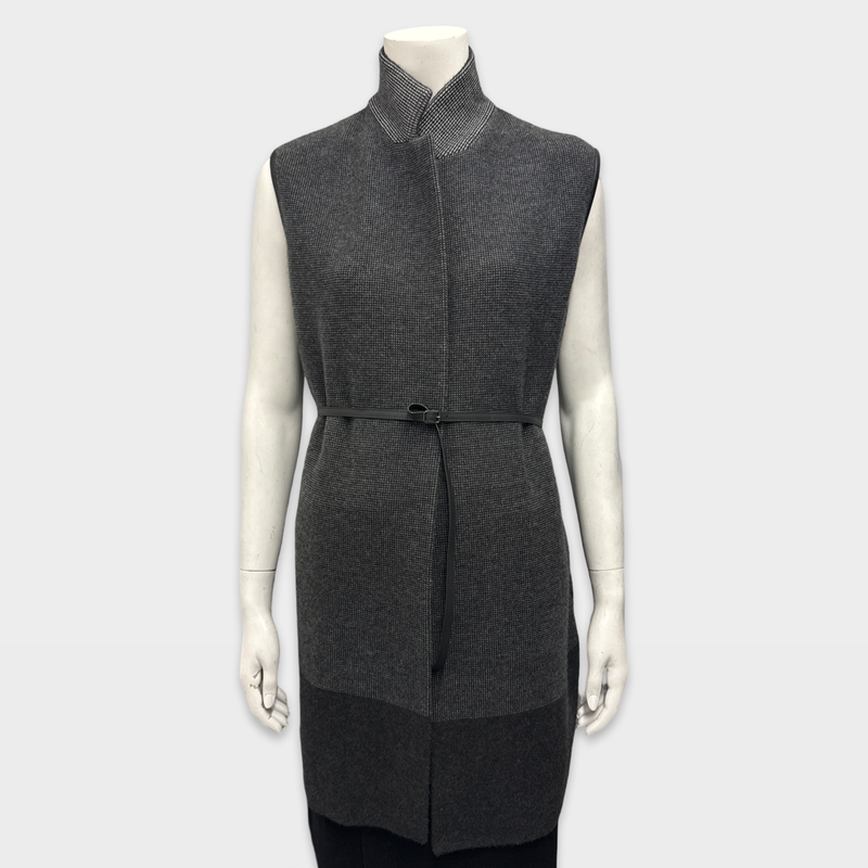 Loro Piana Women's Grey Cashmere Sleeveless belted cardigan