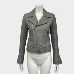 Balenciaga women's grey leather biker jacket