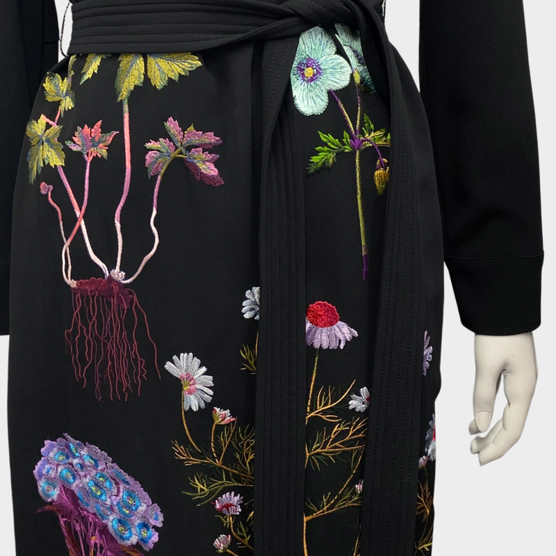 Stella Mccartney black long sleeve dress with floral embroidery