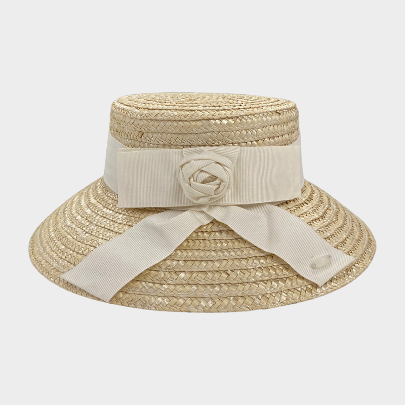 I Pinco Pallino girl's beige straw hat with bow