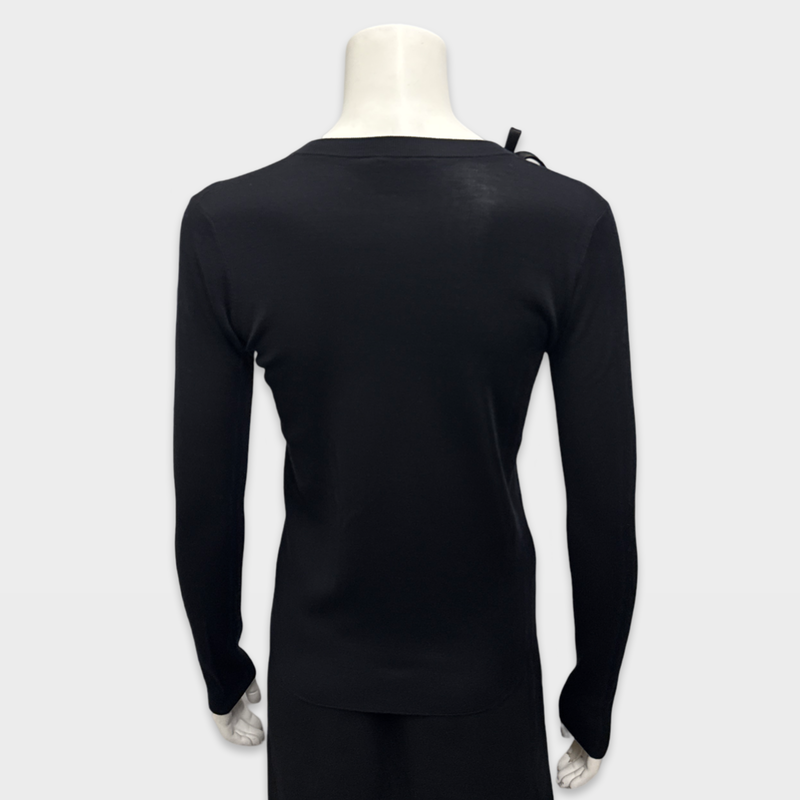 Prada Women's Black Woven Silk Cardigan