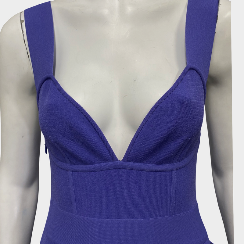 Hervé Léger purple cotton asymmetrical style long dress