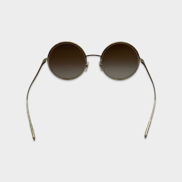 Chanel women's brown sunglasses with beige details and gold sides