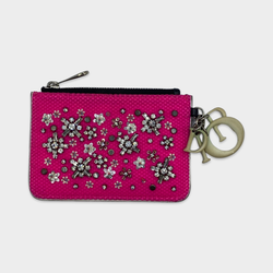 Christian Dior women's pink flower embellished wallet