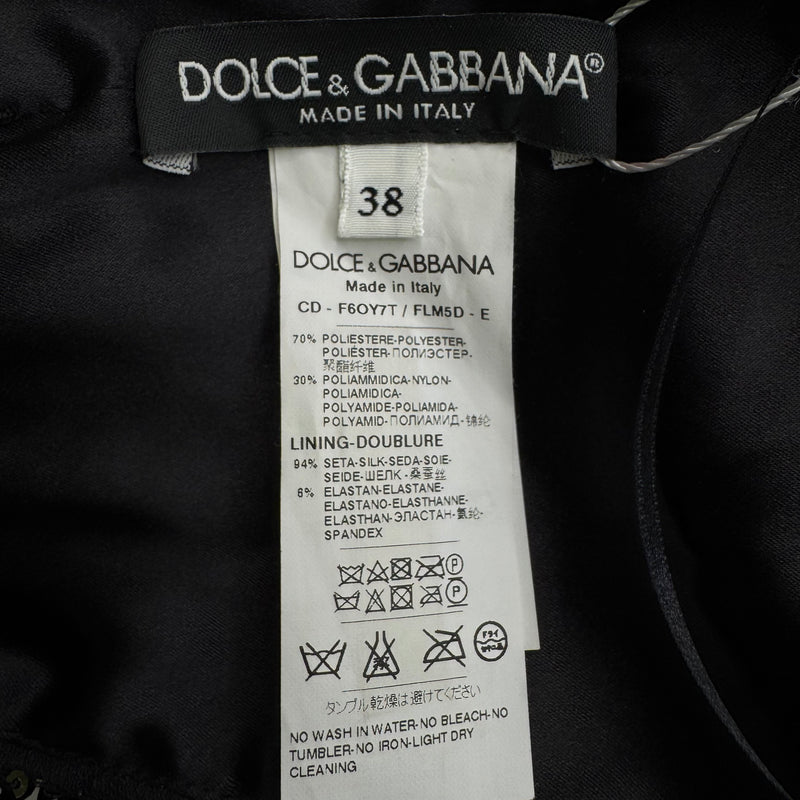 Dolce&Gabbana Black Long Sleeve Sequin Dress with Open Back