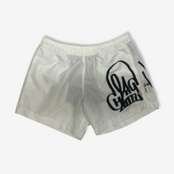 Off-White Men's White Swim Shorts With Graffiti Motif