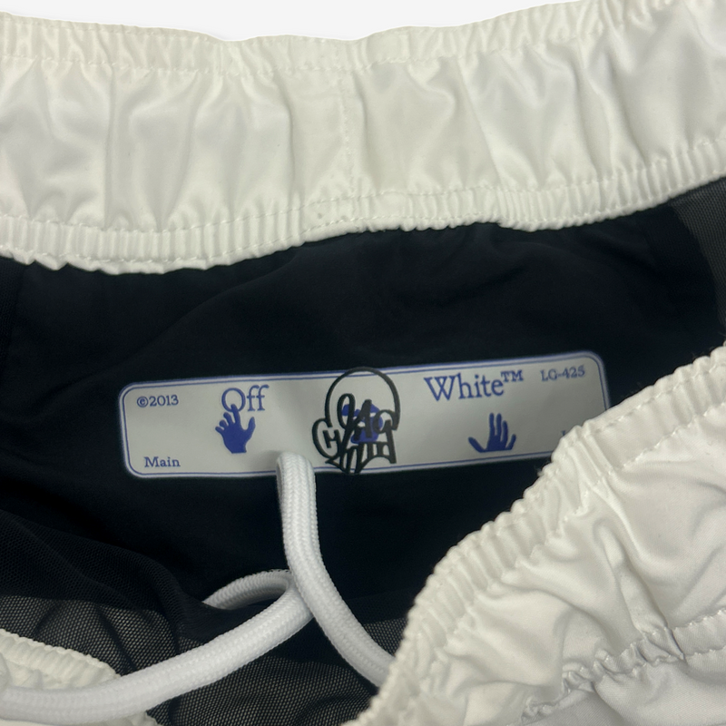 Off-White Men's White Swim Shorts With Graffiti Motif