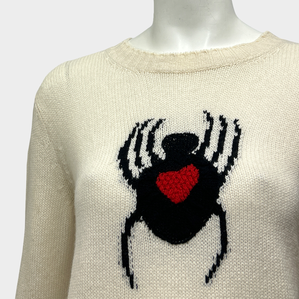 Christian Dior Cream Cashmere Spider Motif Knit Sweater