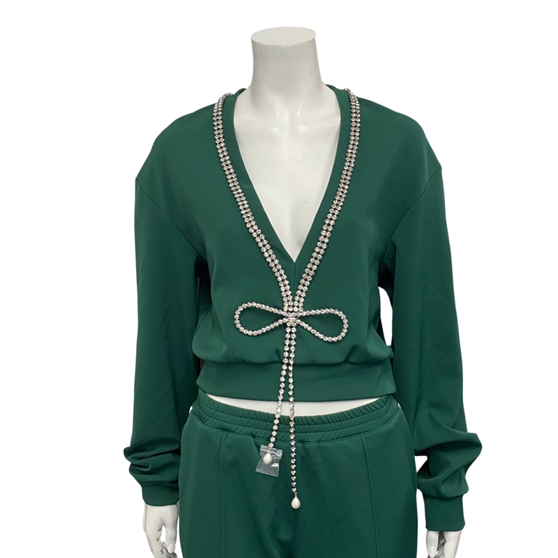 Area women's green crystal-trimmed set