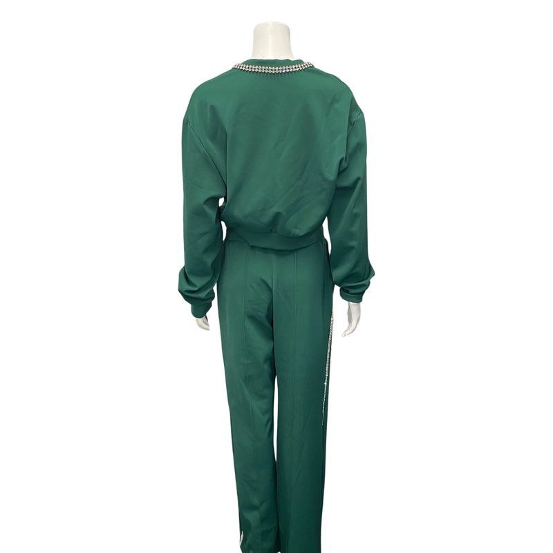 Area women's green crystal-trimmed set