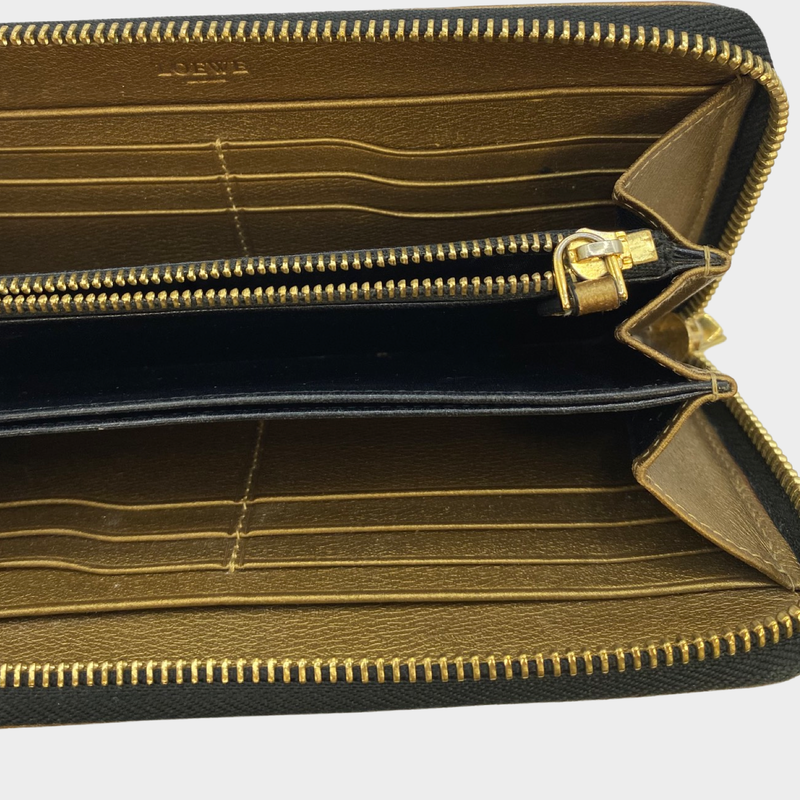 Loewe women's metallic brown leather wallet