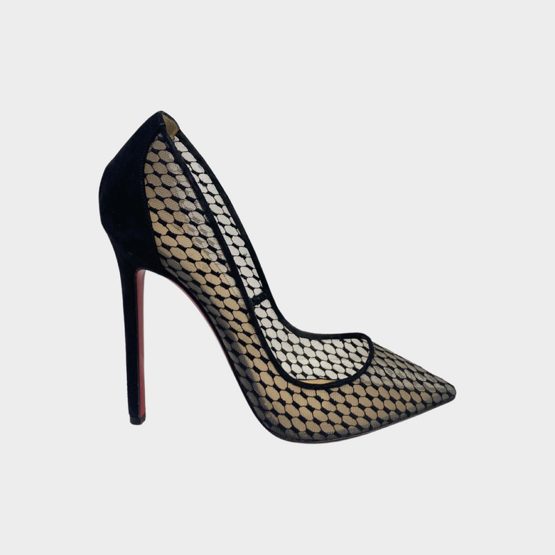 Christian Louboutin black mesh heels